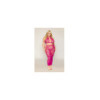 Ensemble Soutien-gorge et jupe longue en filet rose, grande taille 